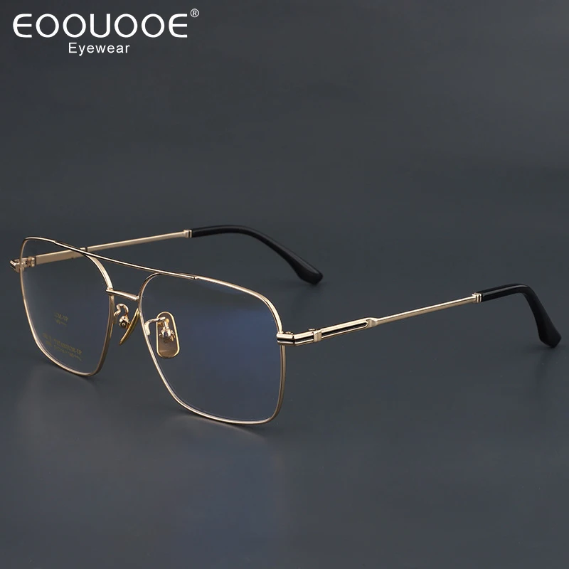 57mm Titanium Men Glasses Frame Large Size Double Bridge Design Eyeglasses Myopia Reading Optics Glasses Prescription Lens