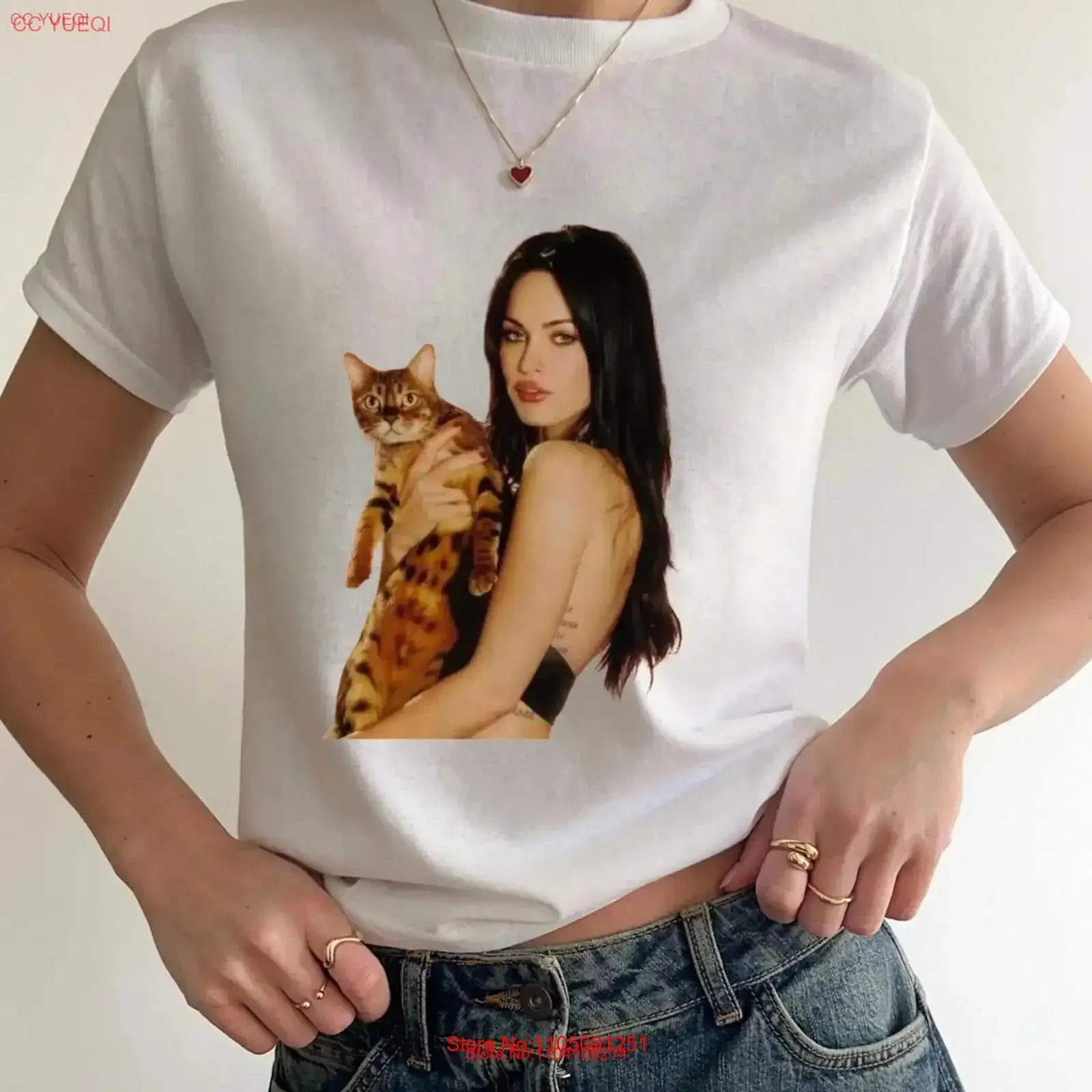 تي شيرت ميغان فوكس بيبي جينيفرز للجسم 90s Y2K جمالي عصري 2000s Pinterest Style ملابس مصممة عتيقة مغسولة أنيقة #1