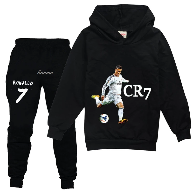 Hot CR7 Teens Children's Clothing Boys Hoodie Set Kids Cartoon Print Sport Suits Girls Hoodies Long Sleeve Tops + Pants Sets