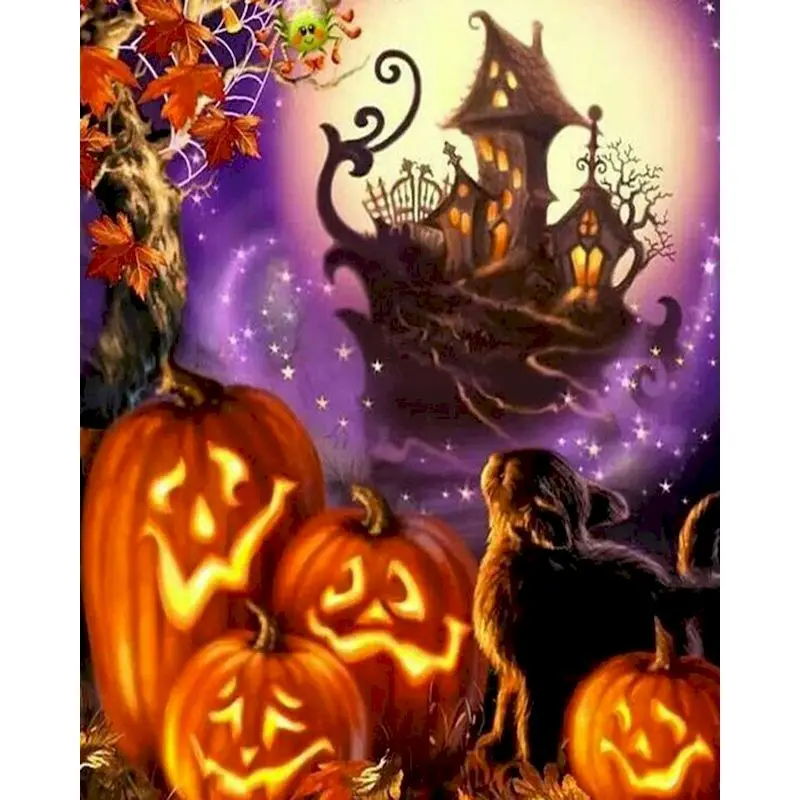 

GATYZTORY Oil Painting By Numbers Frame Canvas Painting Halloween Castle Number Painting Wall Decor Diy Gift Drawing By Number