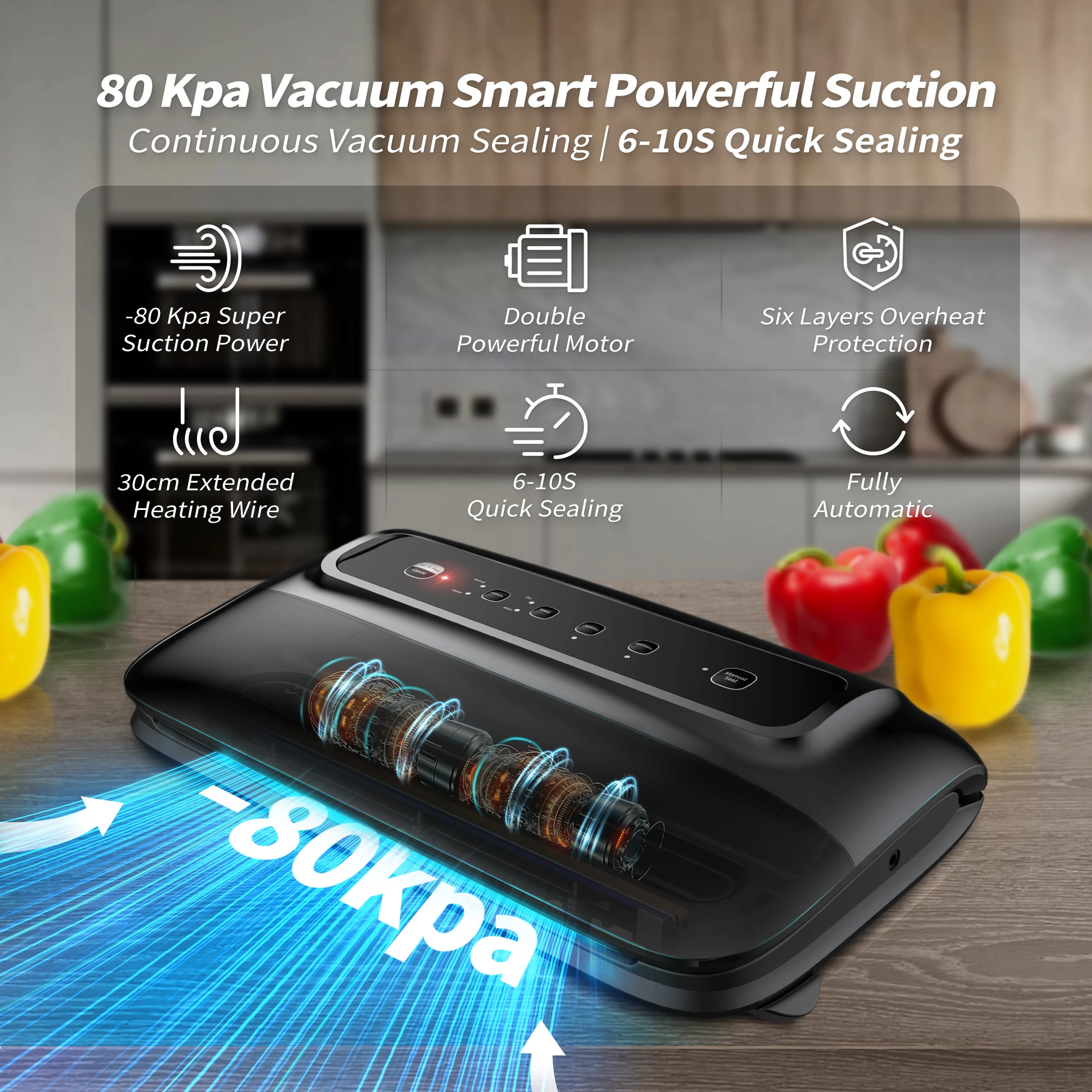 STLF دروبشيبينغ فراغ السدادة للمطبخ المنزلي بما في ذلك 5 قطعة أكياس حفظ الطعام التجارية الصغيرة فراغ الغذاء الختم #2