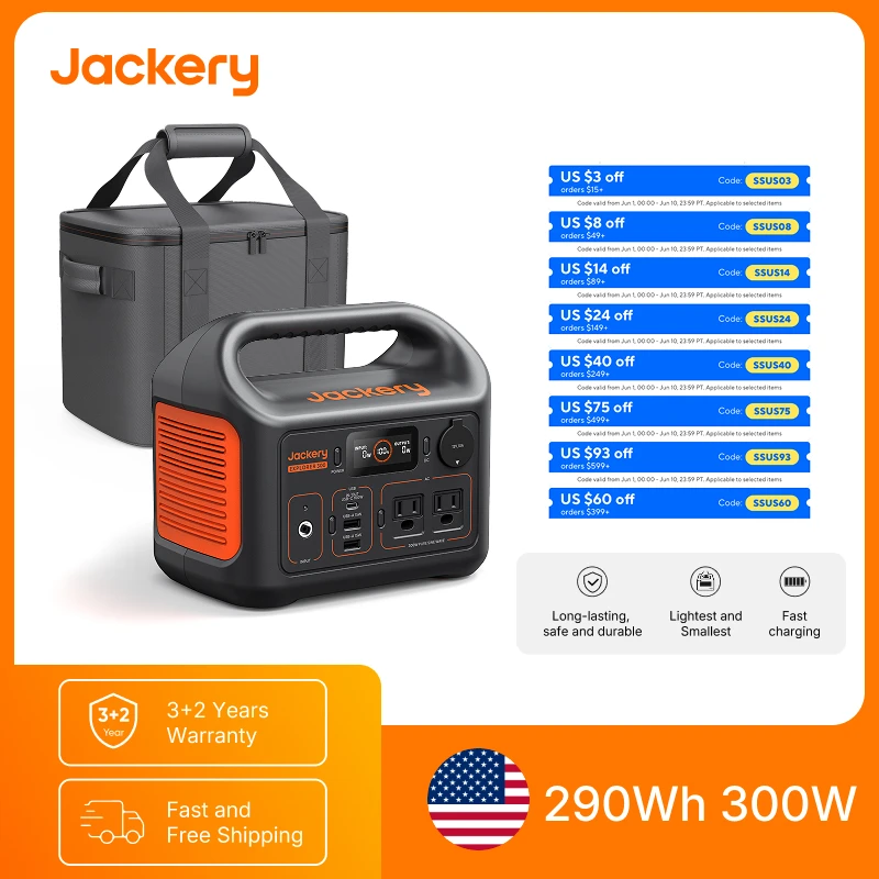 

Jackery Portable Power Station Explorer 300 New and Carrying Case (S), Solar Generator for Outdoors Camping, Travel