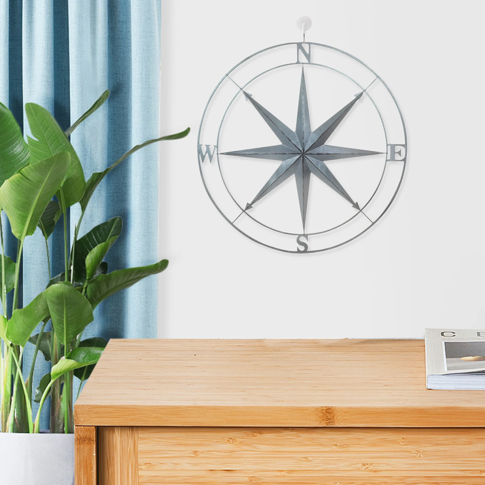 

Retro Compass Decor Iron Craft Vintage Ornaments Coastal Home Iron Compass Shaped Decors Decors Metal Wall Garden