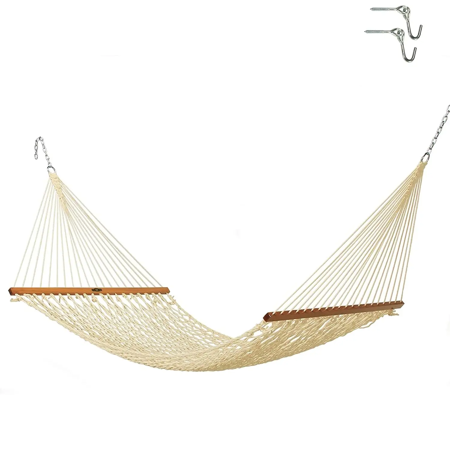 Single Oatmeal Rope Hammock 12ft x 50in 1-Person 450lb Oak Spreader Bar Zinc Hardware, Customized