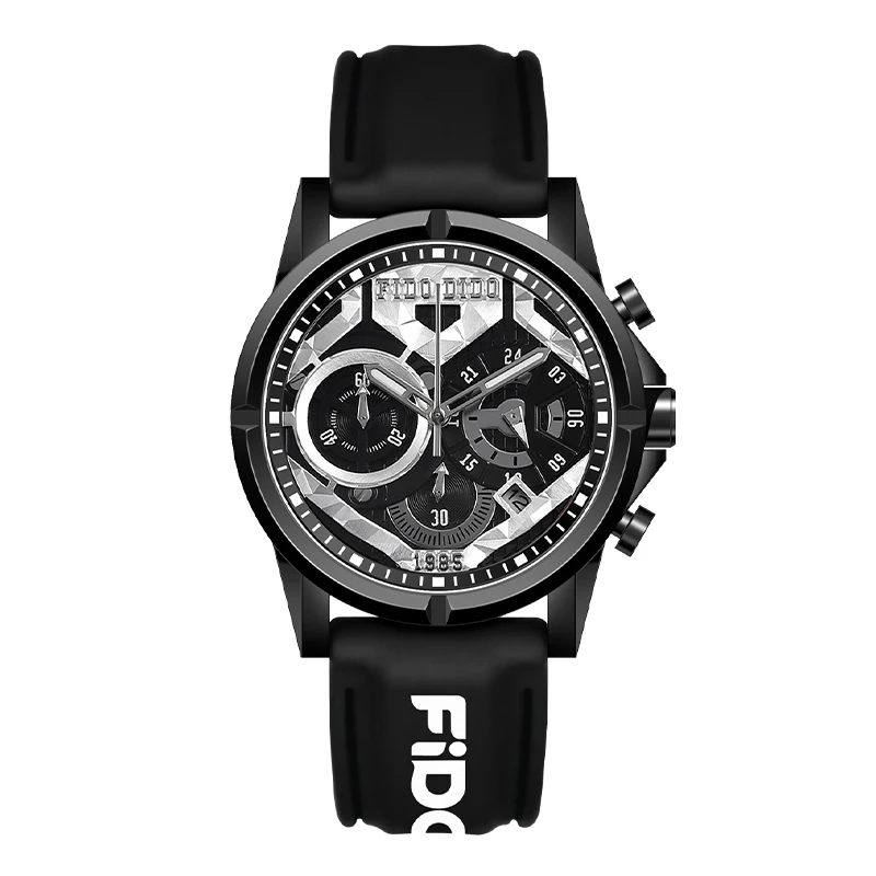 FidoDido Qixi pseudo-mechanical hollow three eyes six needles trendy fashion men's and women's Couple Watches FD2344-918