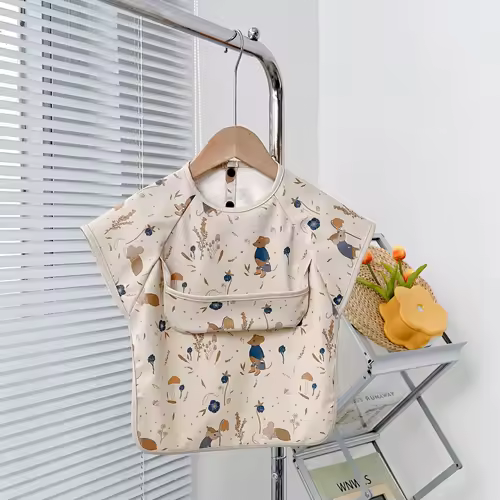 Cute Baby Bibs Toddler Baberos Bavoir Waterproof Short Sleeve Apron Cartoon Animals Children Feeding Smock Bib Baby Stuff 0-6Y - Image 12