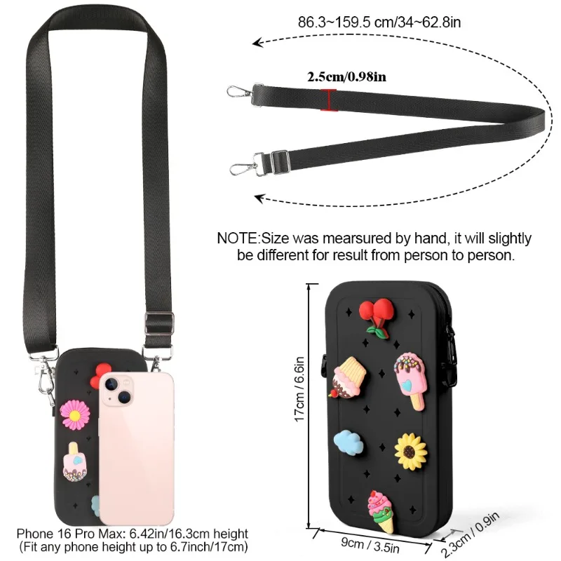 Multifunction Portable Silicone Crossbody Bag Waterproof Zipper Travel Phone Bag Solid Color Color Storage Organizer for Phone view 4