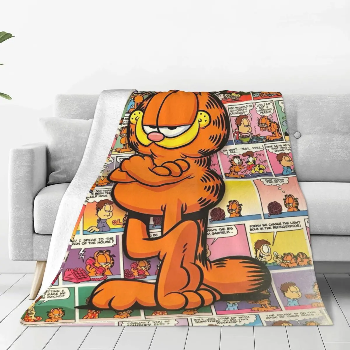 G-Garfield The Cat Merchandise Blanket Flannel Home Throw Blanket Cozy Ultra-Soft for Couch Plush Thin Quilt