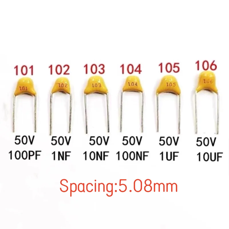 100PCS  10PF ~ 10UF 22PF 47NF 220NF 1NF 4.7UF 1UF 100NF 330NF 0.1UF 102 104 105 106 103 Monolithic capacitor