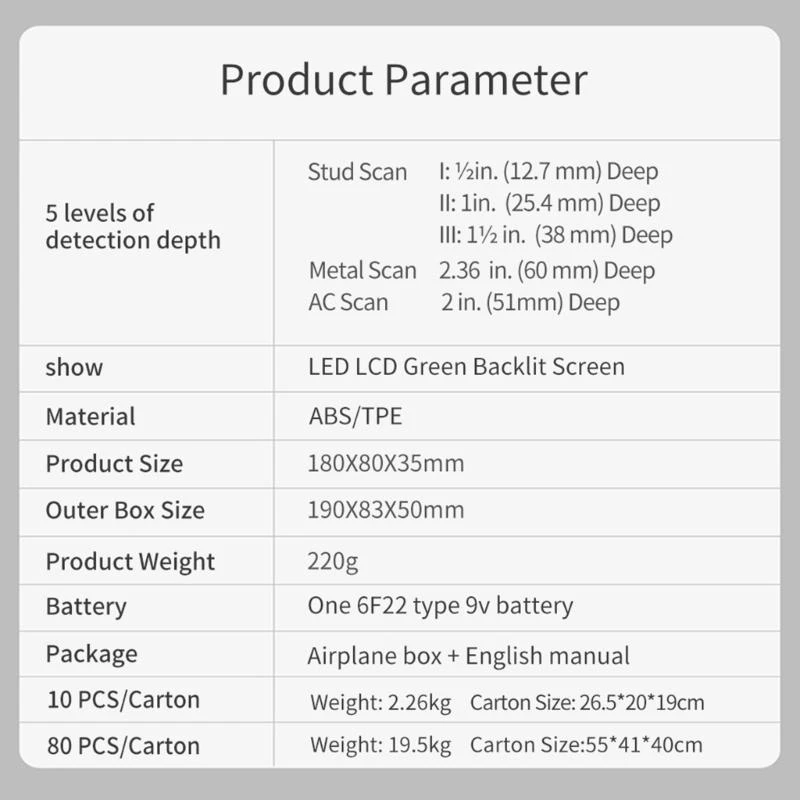 Detektor elektronik R9UF 5 in 1 Wall Scanner untuk kayu AC kawat logam studs Deteksi pemindaian dinding dengan layar