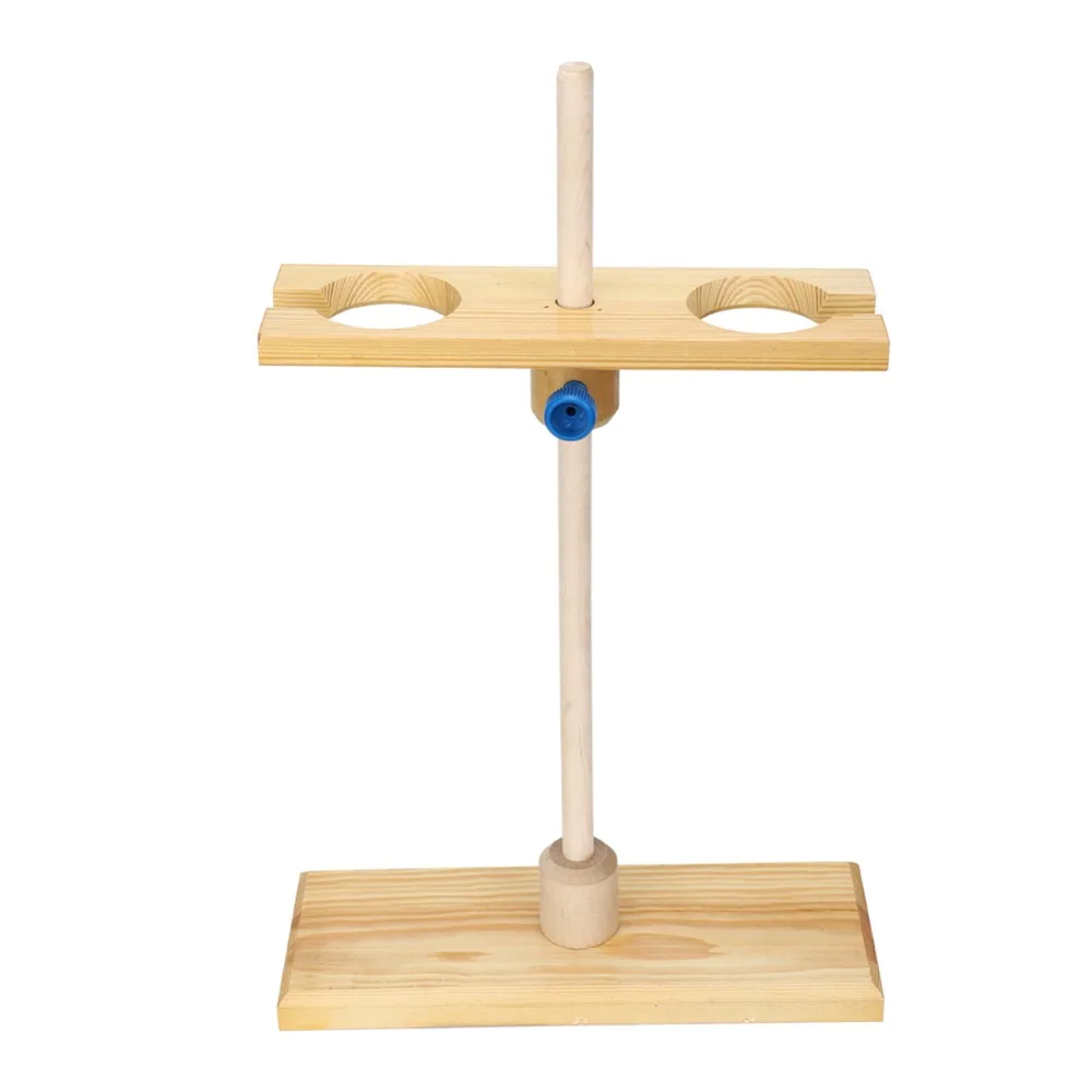 2 Hole Wood Funnel Stand 2 Hole Solid Structure Separatory Funnel Holder Lightweight Height Adjustable Lab Funnel Support