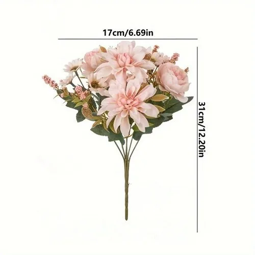 Simulierter Dahlie-Blumenstrauß, für Hochzeitsbögen, Heimdekoration, künstliche Wohnzimmer-Tischdekoration, künstliche Blumen – Detail 2