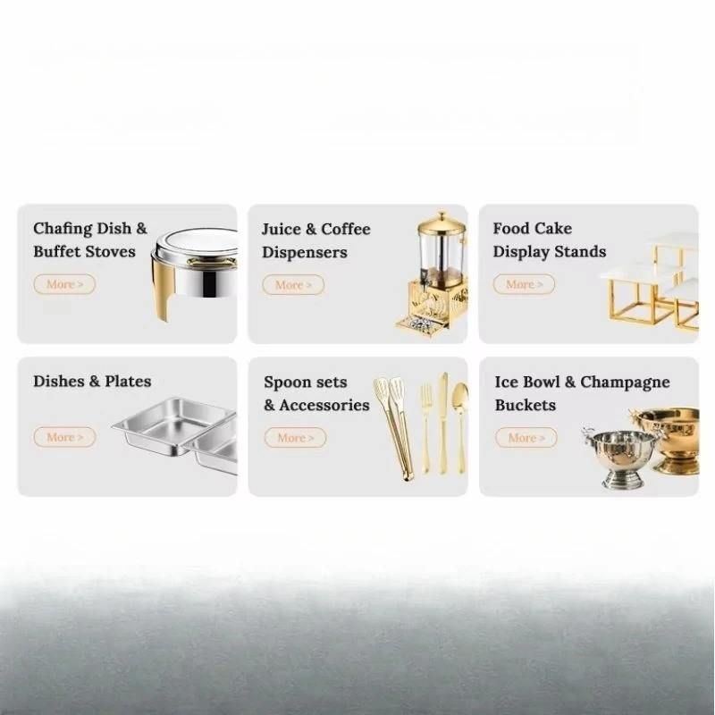 Stainless Steel Fuel Hot Sale Luxury 9L Hotel Chafer Golden Chafing Dish Buffet Set Chefing Warmer Hot Pot Food Services