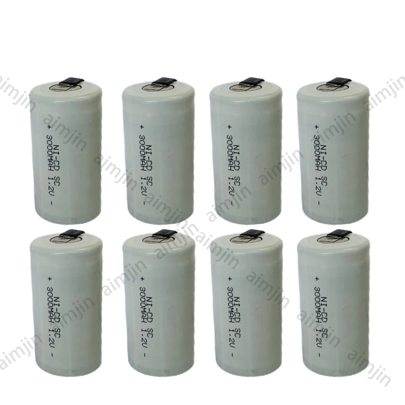 4-16pcs SC 3000mAh 1.2V Rechargeable Battery Sub C NI-CD With Welding Tabs For Electric Drill Screwdriver Milwaukee