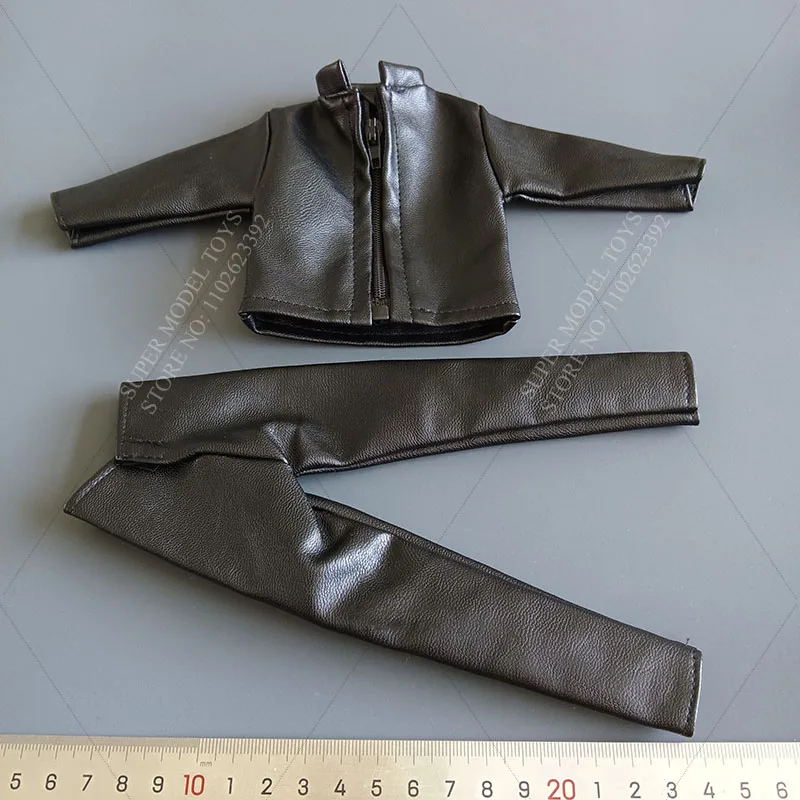 Conjunto de ropa de soldado a escala 1/6, chaqueta informal de moda, abrigo de cuero negro, pantalones, ajuste de muñeca MODELO DE figura de acción de 12 pulgadas, en Stock