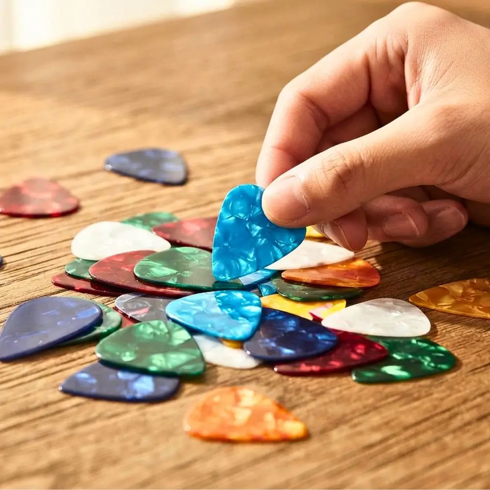 18/49/102pcs Multi-Color Random Celluloid Guitar Plectrums, Great Music Accessory for Daily Practice & Performance YMY