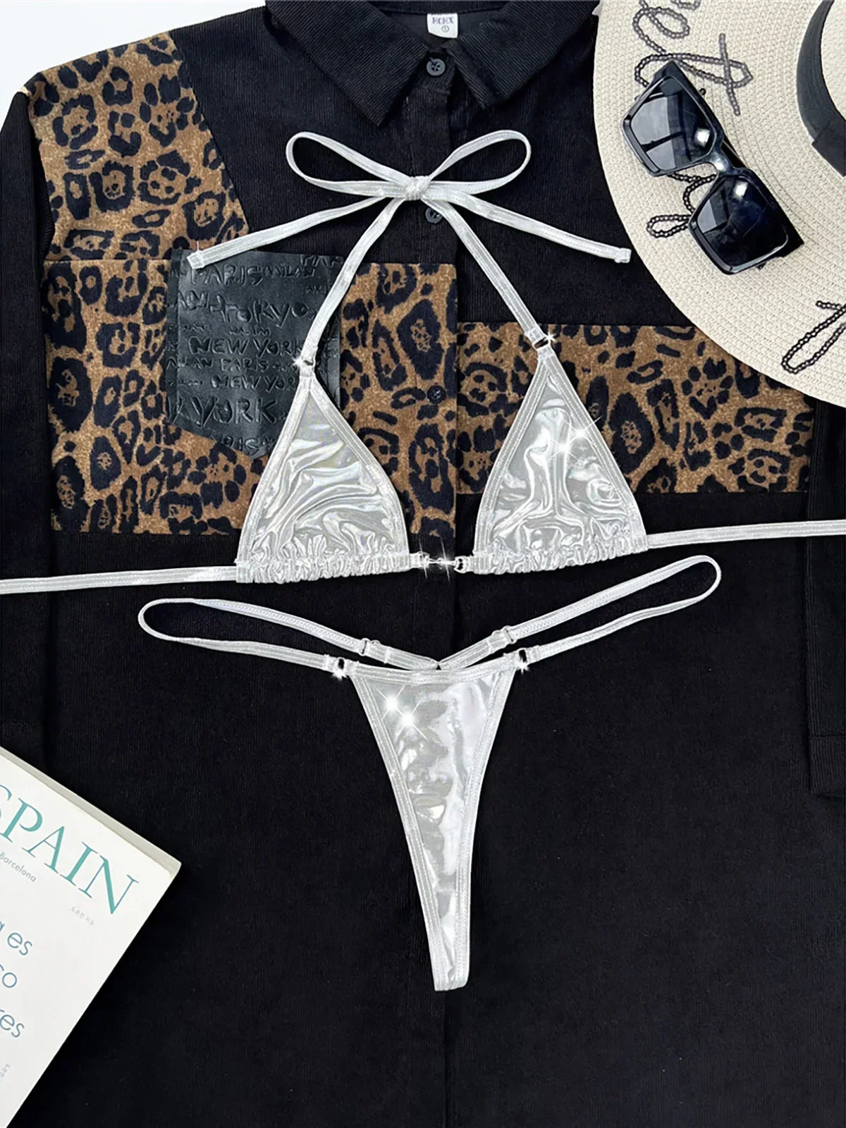 2026 PU Faux Leather Mini Micro Thong Bikini Women Swimwear Female Swimsuit Two-pieces Bikini set Bather Bathing Suit Swim K5280