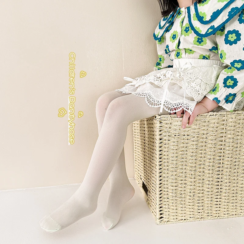 

Lovely Girls Candy Tone Solid Footed Tights Stretchy Soft Skin‑Friendly Breathable Pantyhose Elastic Waist For Girls All Season
