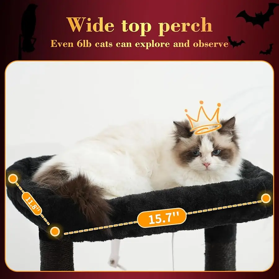 شجرة القطط Heybly، برج القطط مع سلة قطط ناعمة كبيرة، شقة قطط مع كهف سرير واسع مع مساحة مخفية، مغطاة بالسيزال