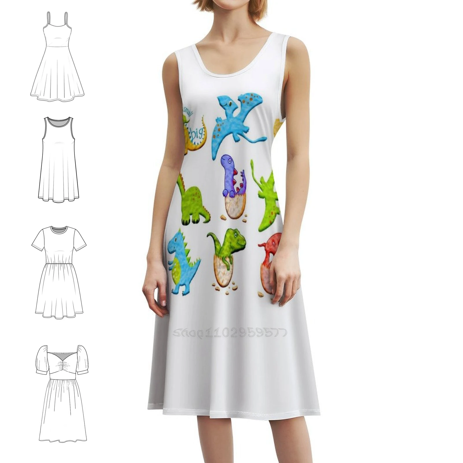 

Различные типы винтажного богемного платья с динозавром, пышными рукавами или вариантами без рукавов для женщин, платье разных типов