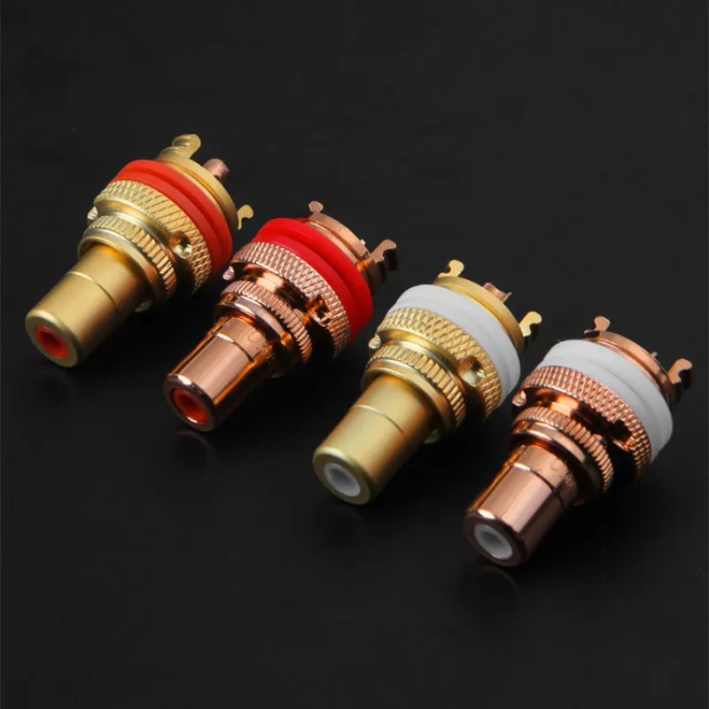 8Pcs RCA Female Jack HIFI Audio Speaker Terminals Gold Plated Copper RCA Socket Chassis CMC Connectors