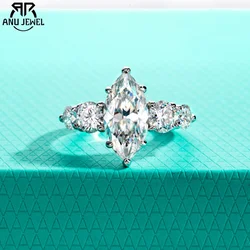 AnuJewel 3ct Marquise Cut D Color Moissanite Diamond Engagement Ring 925 Sterling Silver With Cer Women's Jewelry Wholesale