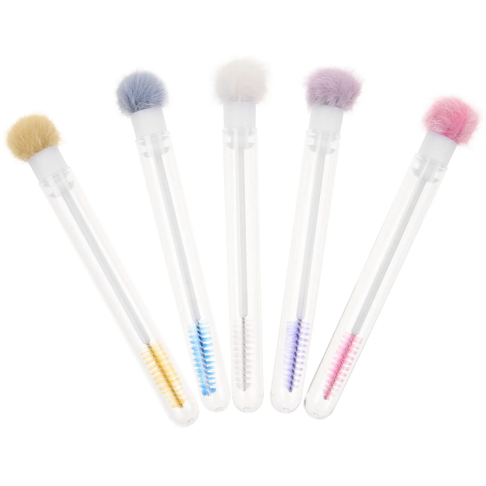 Aplicador de pestañas y cejas, cepillo para pestañas, varitas para rímel, herramienta de maquillaje versátil, diseño de tubo elegante, materiales resistentes múltiples, 5 uds.
