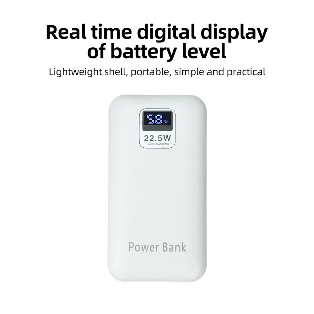 22.5W Fast Charge Power Bank Solder-Free DIY Housing Empty Power Bank Shell for 2pcs 21700 Batteries Detachable Box