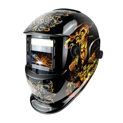 JustHot Skull Printed Welding Helmet True Color 2 Arc Sensor Welding Mask Optical Auto Darkening Comfort Welding Hood for Tig