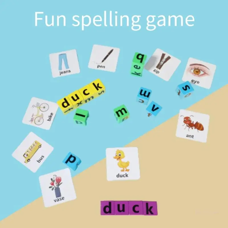 Spelling Game Wooden Vocabulary Letters Toy with Cards Words for Children