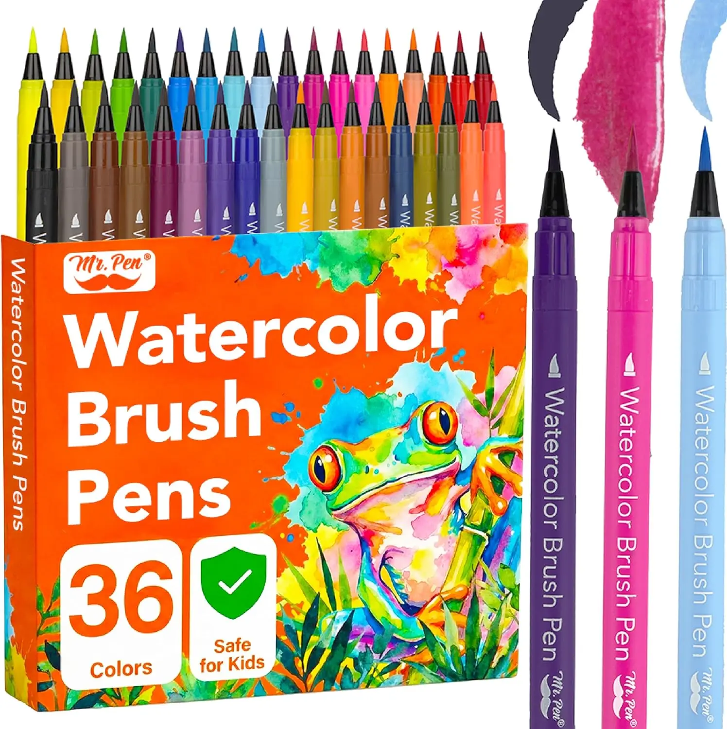 

36 Watercolor Brush Pens Set, Non-Toxic Markers for Coloring Books, Calligraphy, Blending & Art Projects