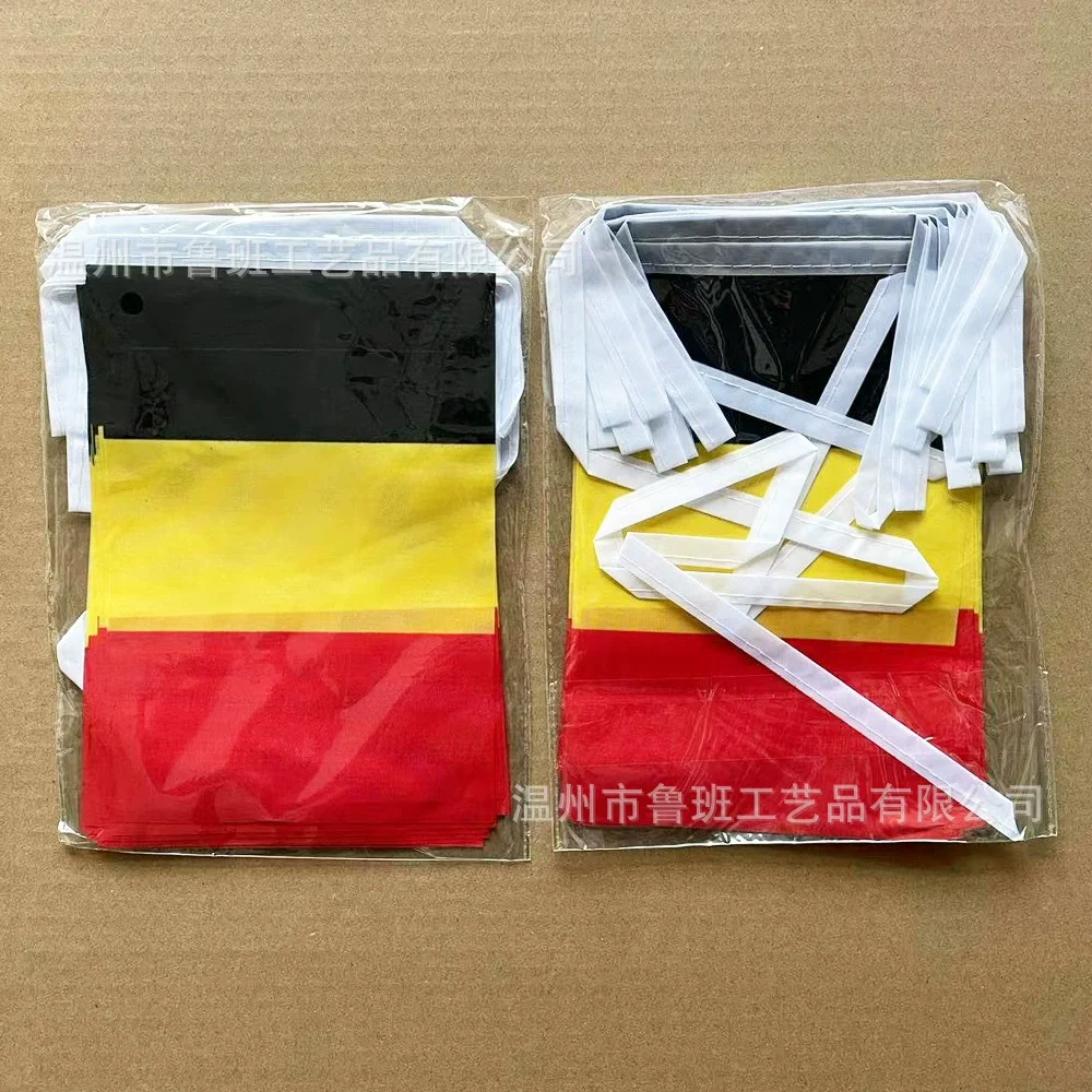 （TIKI FLAG）20pcs/lot Belgium bunting flags 14x21cm Pennant Belgium String Banner Festival Party Holiday for decoration