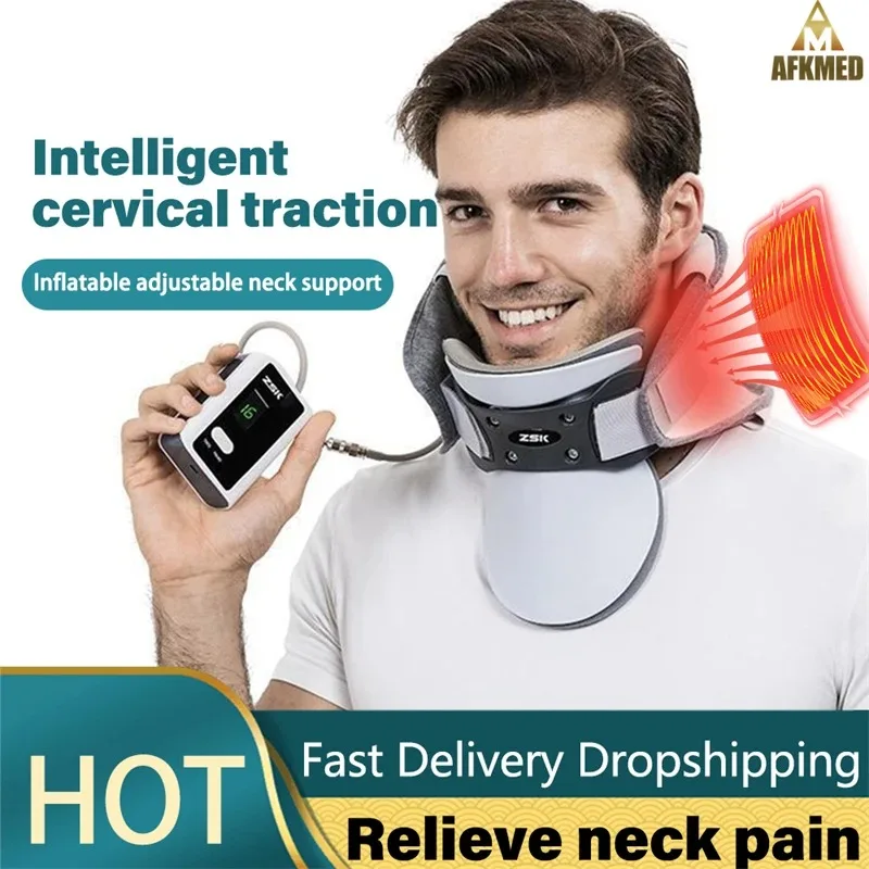 Dispositivo de tracción para el cuello, compresa caliente inflable para vértebra Cervical, soporte para Tractor, camilla, Corrector de postura