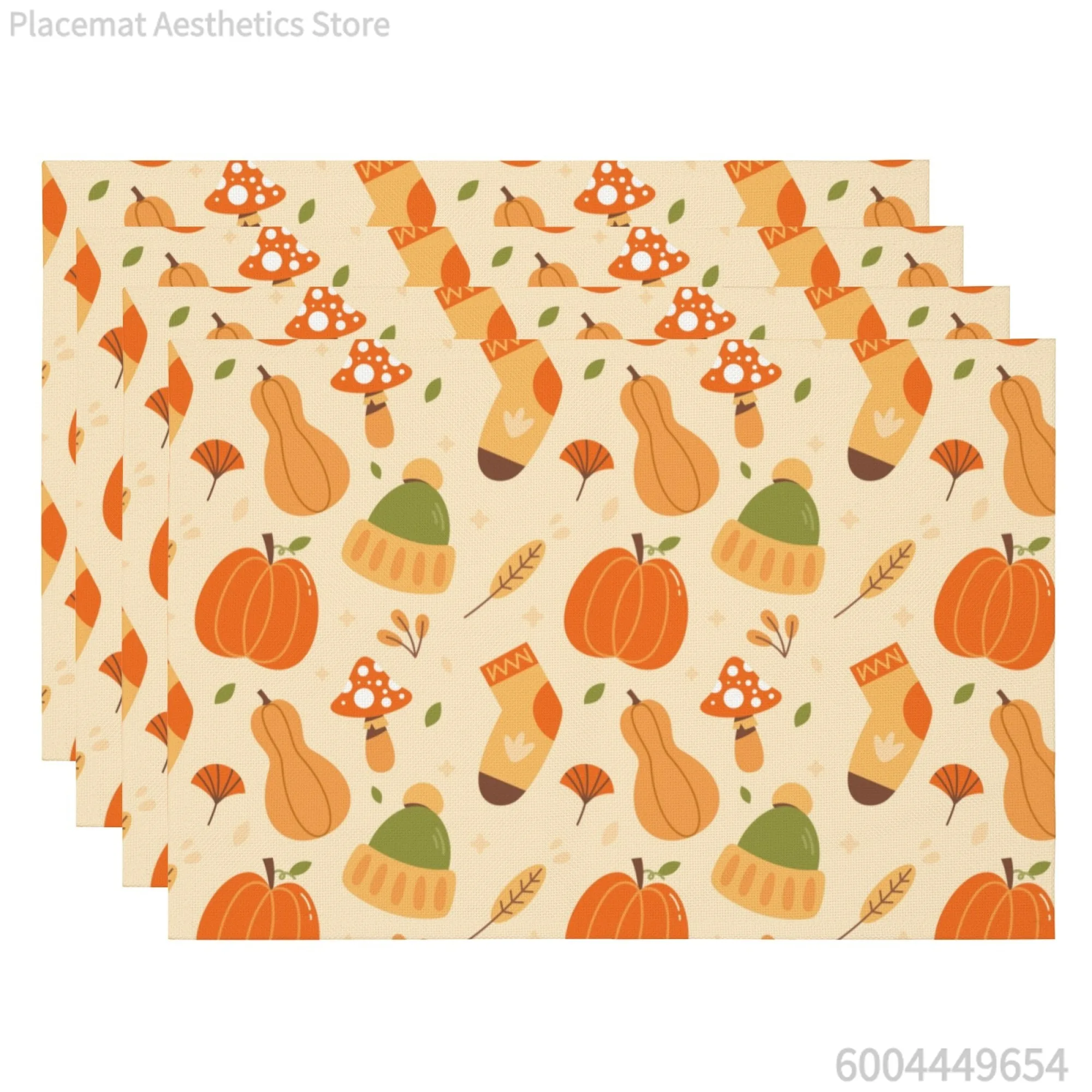 Autumn Fall Pumpkin Leaf Print Super Absorbent Drying Mat Waterproof Kitchen Counter Dining Table Drain Pad Decor Placemat