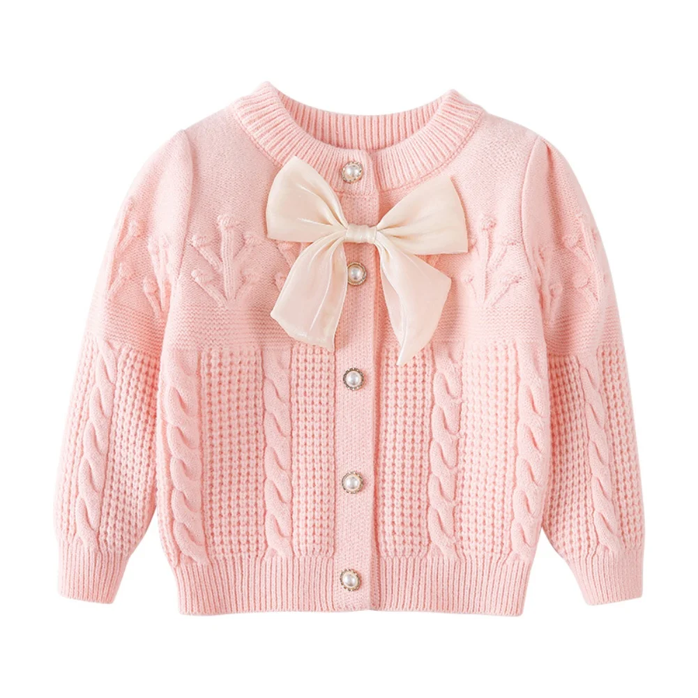 Kids' Round Neck Knit Cardigan: A Comfy and Stylish Option for Everyday Wear oddler Girls' Solid Color Bow Cardigan 1-5 Years