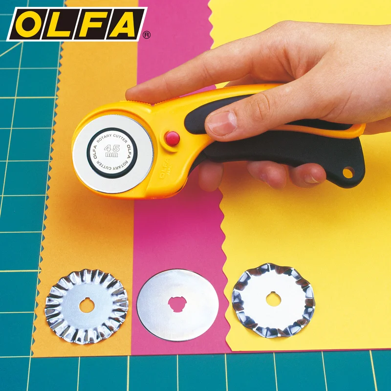 OLFA RTY-2/DX Japan Deluxe Ergonomic Rotary Cutter Safety Hob 45mm Steel Blade round Cloth Cutter