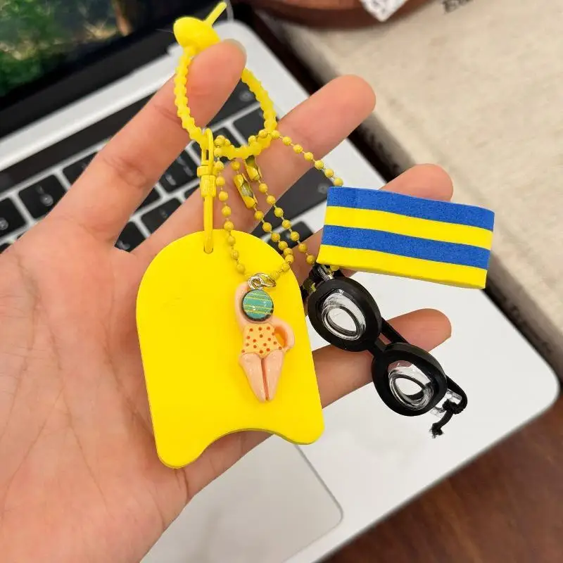 (N) Keychain Swim Themed Keychain With Mini Goggles Kickboard And Swimmer Charms Perfect For Bag Decoration Gifts For Swimmers