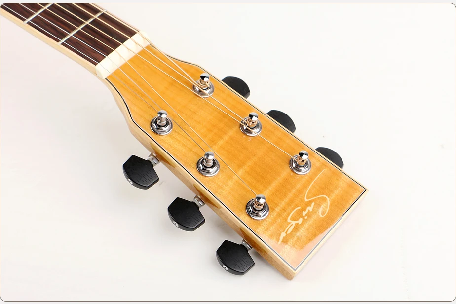 High Quality 41-Inch Acoustic Guitar Wholesale Flamed Maple Solid Wood With High-Gloss Finish Spruce Back/Side for Music