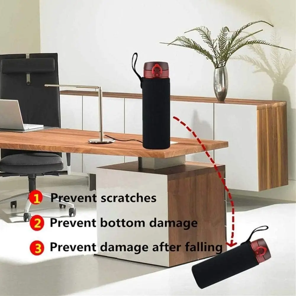 Durable 750/1000/1500ML Insulated Bottle Carrier Black Portable Cup Sleeve Mug Bottle Case
