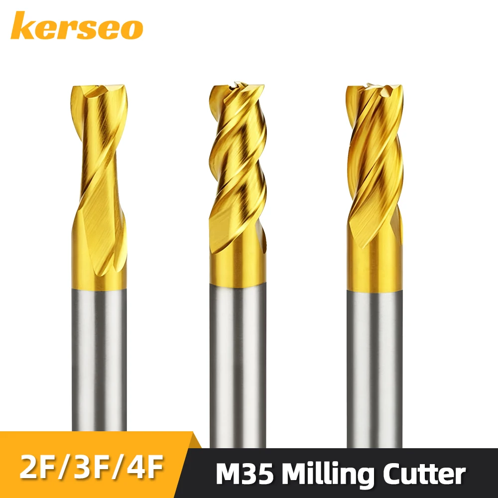 M35 End Mills High Precision HSS Titanium Cobalt Cutter D1-32mm 2/3/4 Flutes Aluminum Milling Tool Key Seater Router Bit  CNC