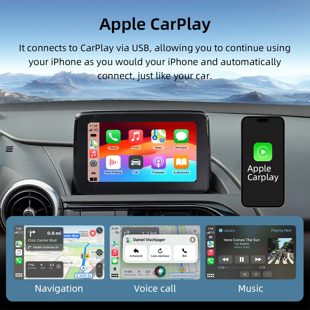 Apple CarPlay & Android Auto Retrofit USB Hub Kit for Mazda 2/3/6/CX3/CX5/CX9/MX5 2014-2021 MZD Connect System OEM Upgrade