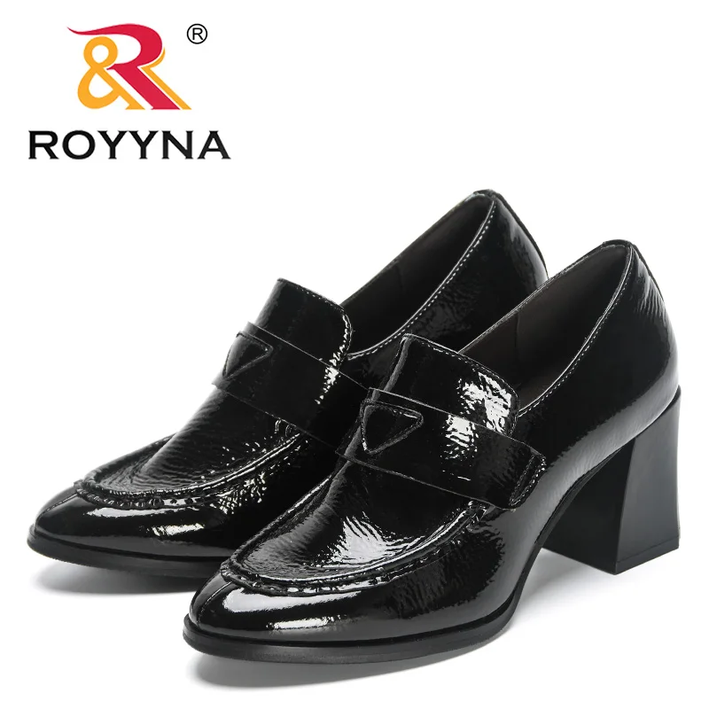 ROYYNA 2023 New Designers Pumps Shoes Women Fashion Chunky Block Heel Pumps Shoes Ladies Sweet Fashion Brand Office Dress Shoes