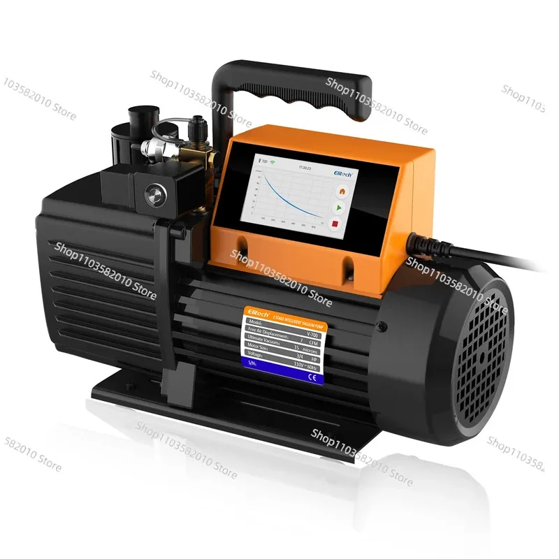 Elittech V7/9/12 CFM Vacuum Pump With HVAC Screen, 2 Stages Rotary Device, Data Record, Al