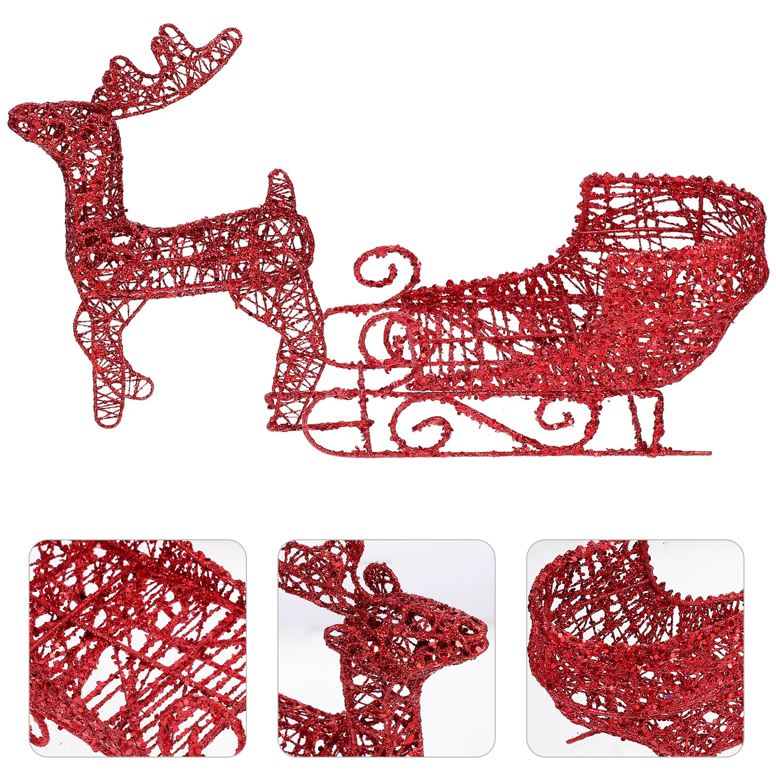

1Set Reindeer and Sleigh Set Festive Desktop Sleigh Decor Christmas Party Ornament Holiday Tabletop Display Joyful Celebration
