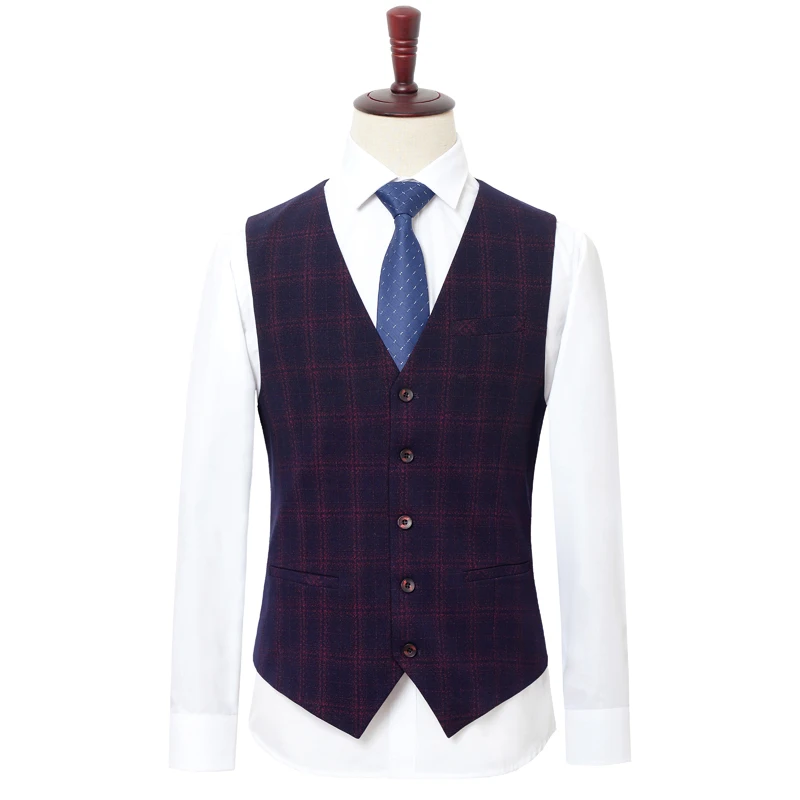 Plaid Men's Suit Vest，sleeveless Jacket with Pockets，fitted Single-breasted，Single Vest，stage Costume，high-quality Wedding Art