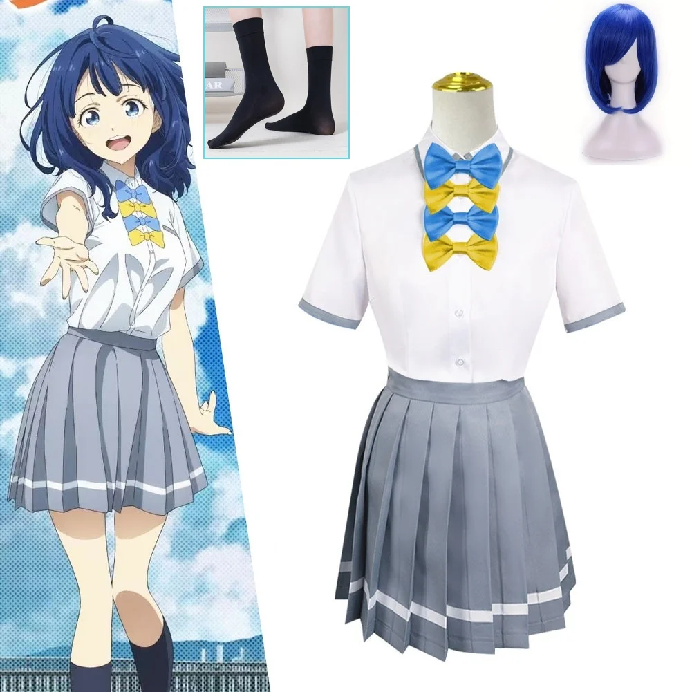 Yanami Anna Cosplay Costume, Uniforme escolar para meninas, Fato de Anime Heroínas, Meias Perucas, Anna JK, Muitos