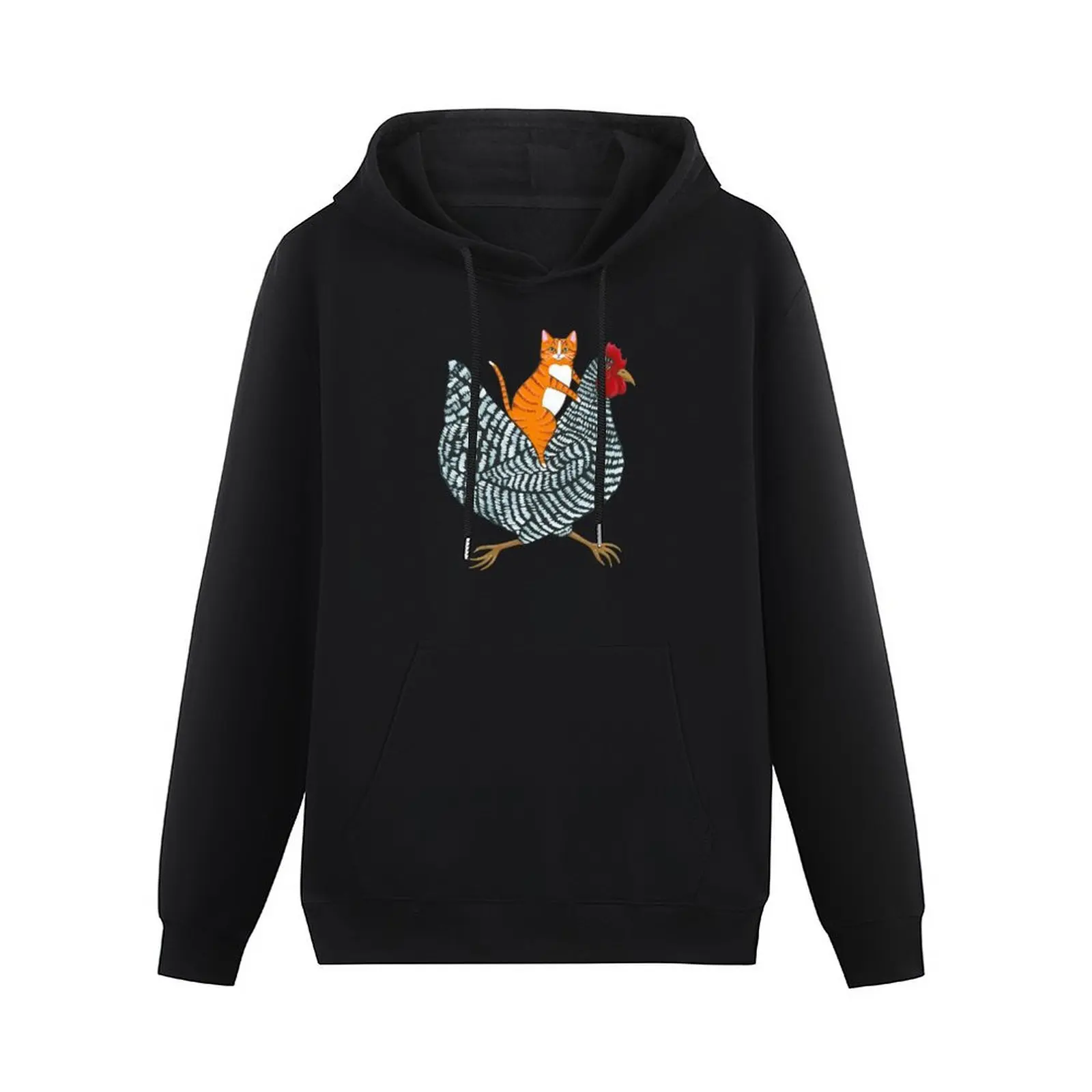 Ginger Cat Chicken Ride Pullover Hoodie aesthetic clothing men clothing autumn jacket men men's hoodies