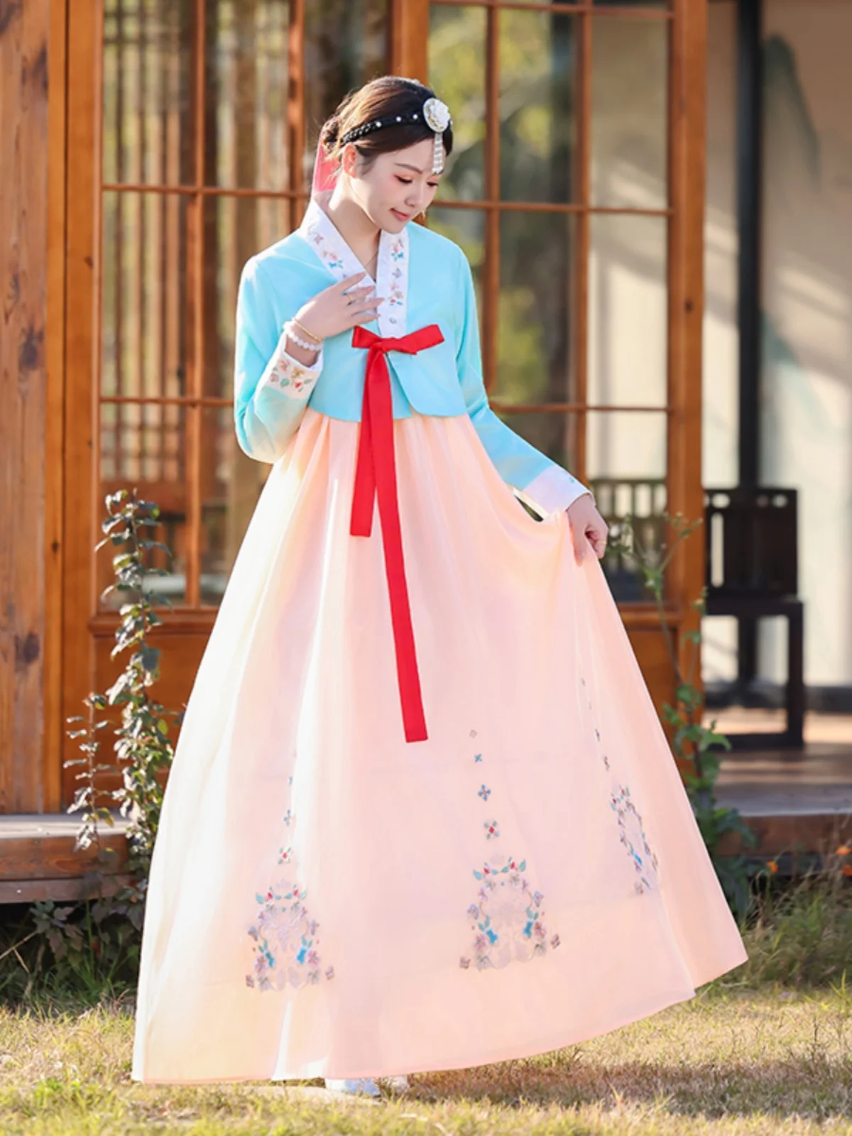 

New Sle Korean Ethnic Dr Yanji Hanfu Photoaphy Costume Women's Portrait Traditional Long Qin Dance Skirt National