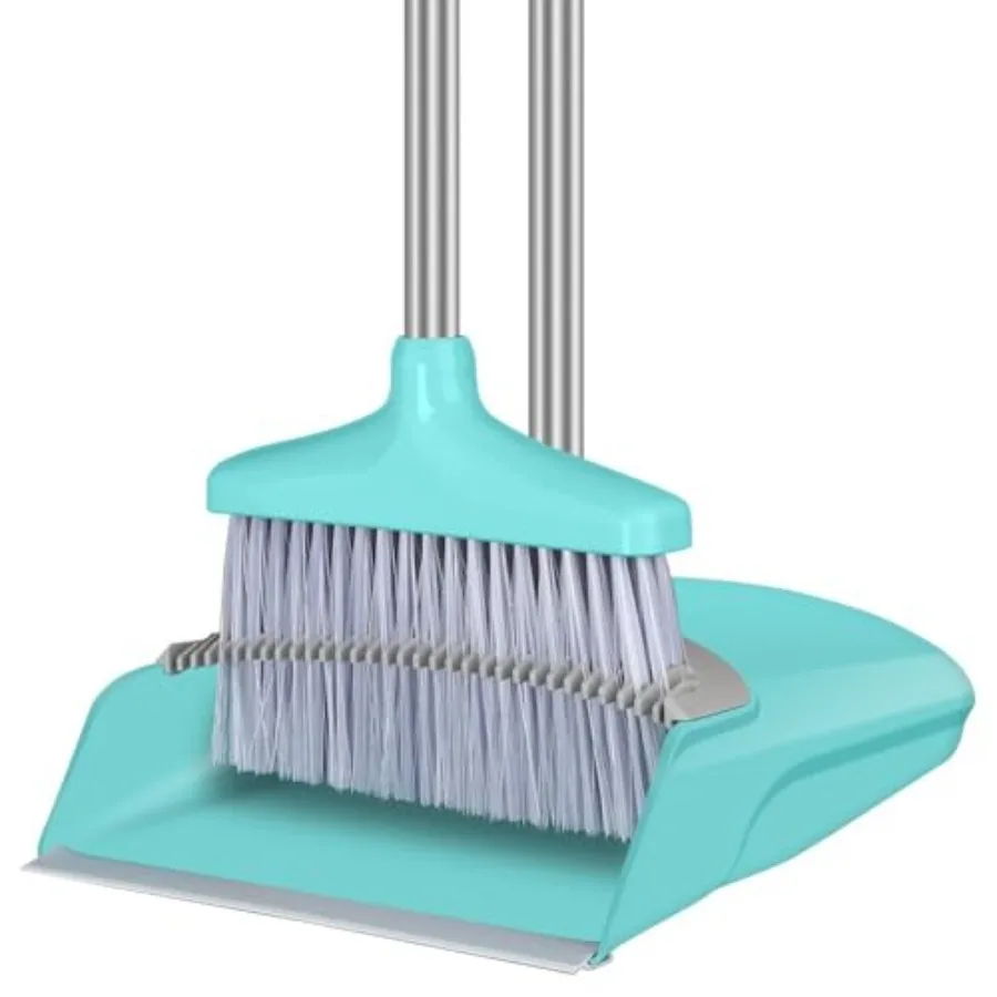 

Broom and Dustpan Set 48" Long Handle Broom and Collapsible Dust Pan Combo for Home Office Kitchen Blue