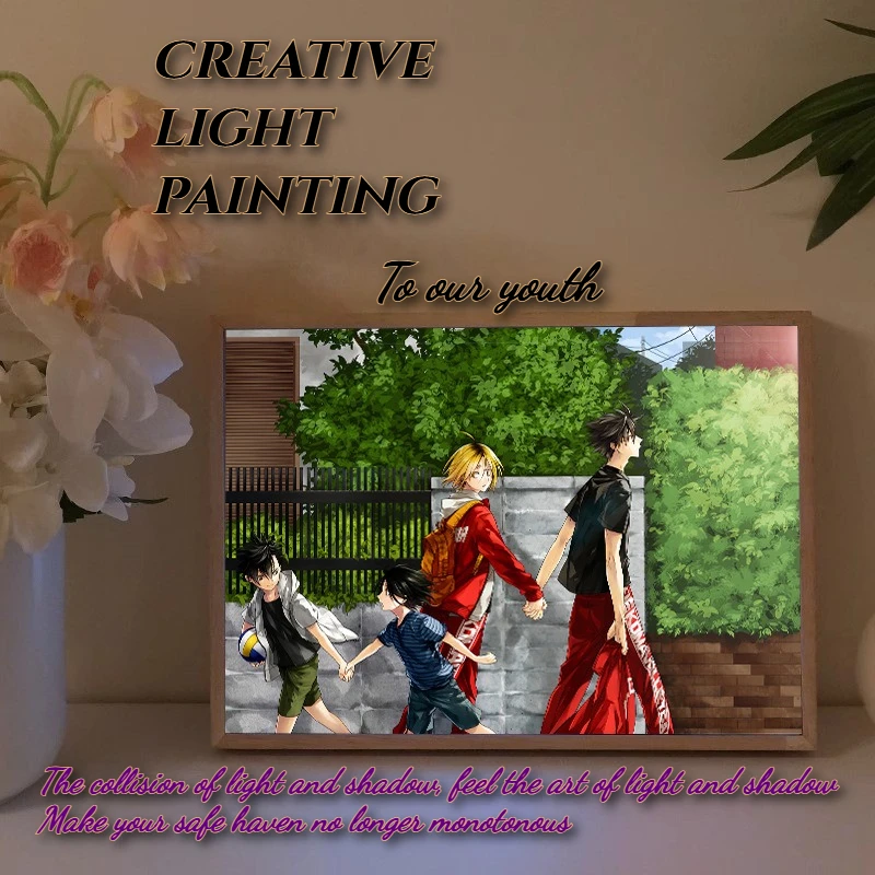 

Creative Light Painting Acrylic Volleyball Boy Trend Fashion Illuminate Dark Art Decoration Night Light Photo Frame Tablesetting